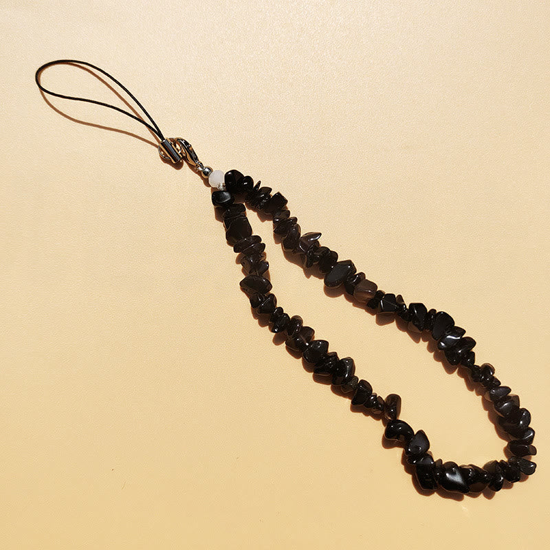 Olivenorma Natural Crystal Mix Gemstone Keychain Phone Strap - Obsidian - image 10