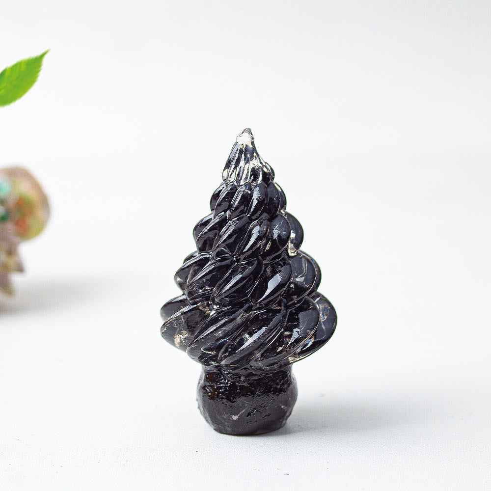 Olivenorma Christmas Crystal Tree Gemstone Decoration - Obsidian - image 3