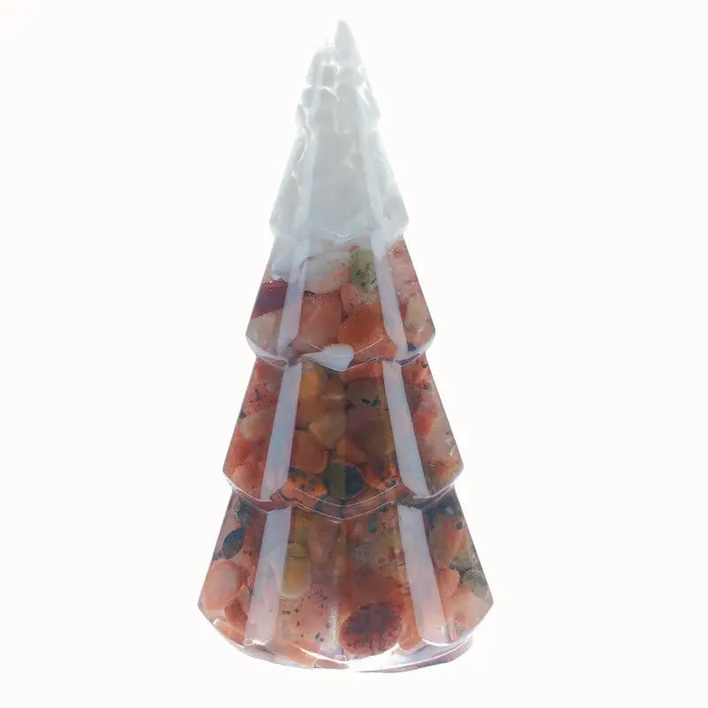 Olivenorma Crystal Mini Pine Tree Gemstone Decoration - Red Agate - White Shell - image 24