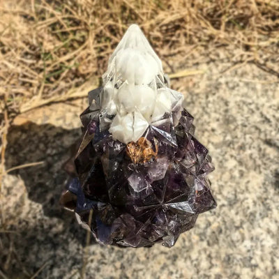 Olivenorma Crystal Mini Pine Tree Gemstone Decoration - Amethyst - White Shell - image 14
