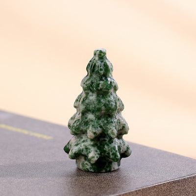 Olivenorma Natural Crystal Mini Christmas Tree Gemstone Decoration - Green Jade - image 1