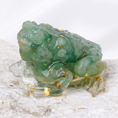 Olivenorma Crystal Golden Toad Gemstone Decoration - Green Aventurine - image 5