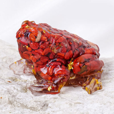 Olivenorma Crystal Golden Toad Gemstone Decoration - Red Jasper - image 9