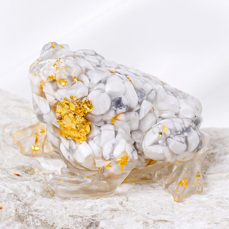 Olivenorma Crystal Golden Toad Gemstone Decoration - White Turquoise - image 1