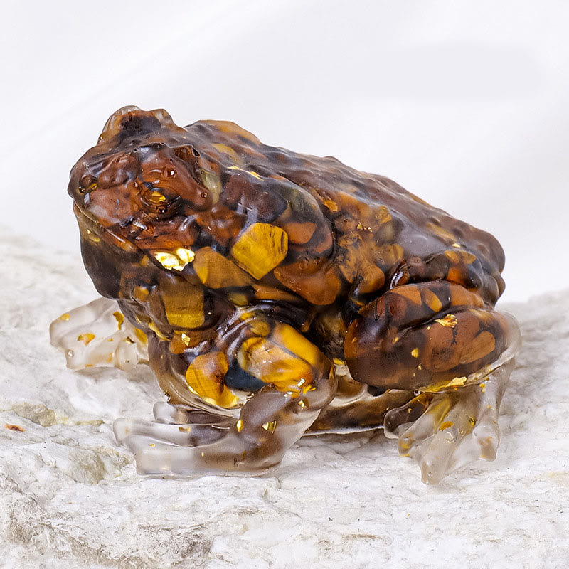 Olivenorma Crystal Golden Toad Gemstone Decoration - Tiger Eye - image 13