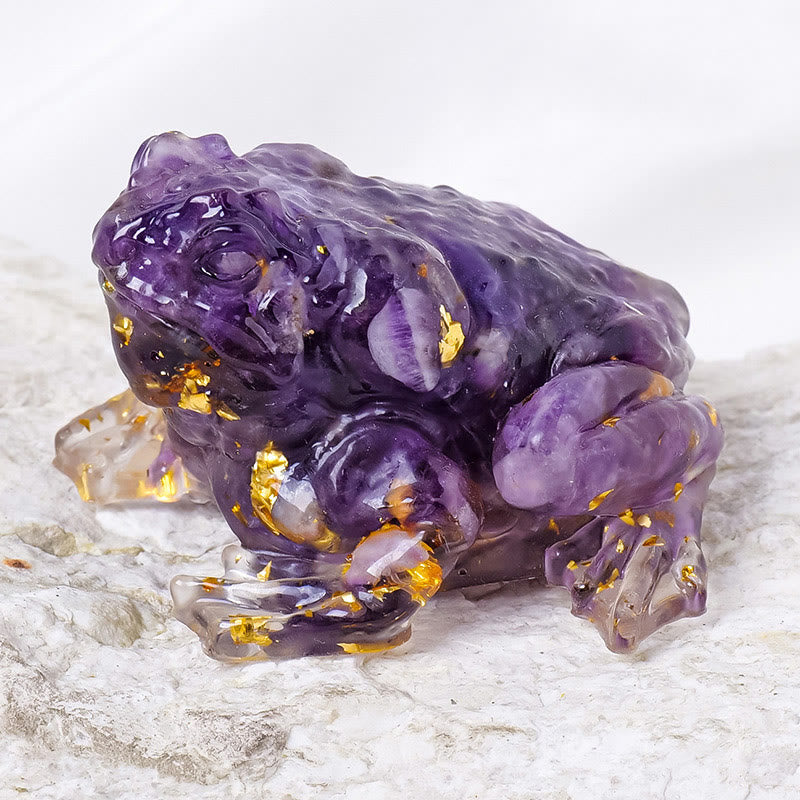 Olivenorma Crystal Golden Toad Gemstone Decoration - Amethyst - image 21