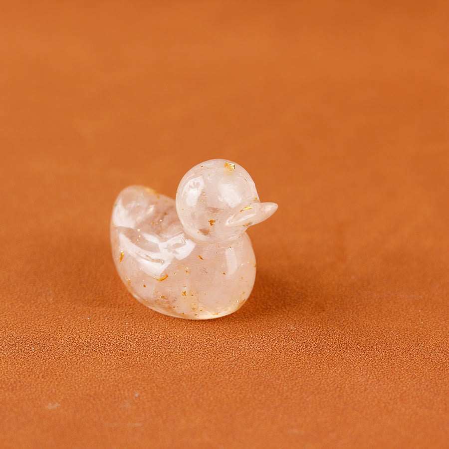 Olivenorma Mini Crystal Duck Gemstone Decoration - Rose Quartz - image 1