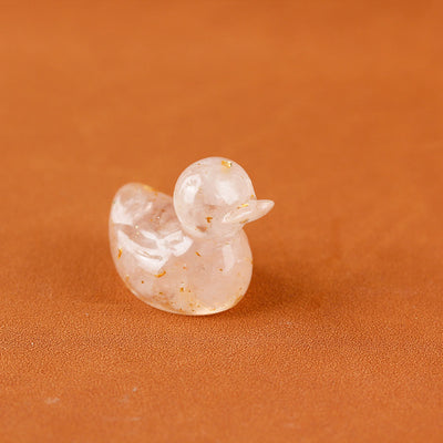 Olivenorma Mini Crystal Duck Gemstone Decoration - Rose Quartz - image 1
