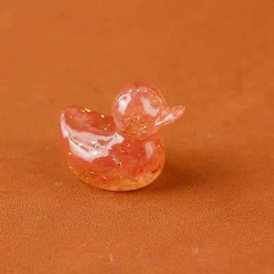 Olivenorma Mini Crystal Duck Gemstone Decoration - Red Smelting Quartz - image 3