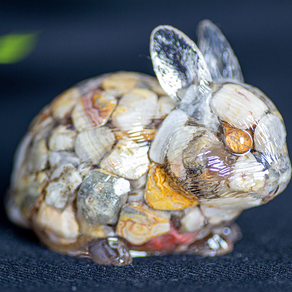 Olivenorma Crystal Bunny Figurine Gemstone Decoration - Crazy Agate - image 30