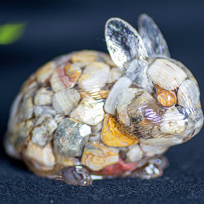 Olivenorma Crystal Bunny Figurine Gemstone Decoration - Crazy Agate - image 30