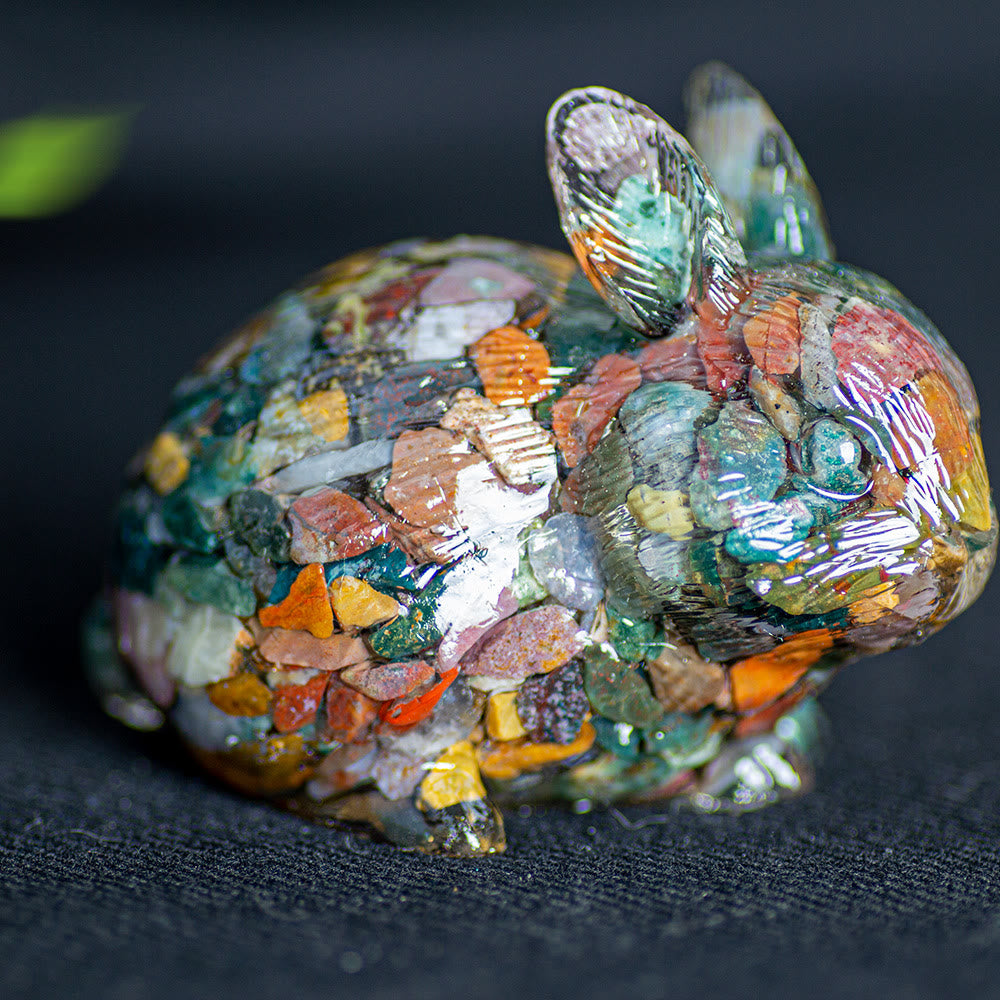 Olivenorma Crystal Bunny Figurine Gemstone Decoration - Ocean Agate - image 34