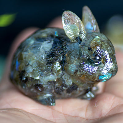 Olivenorma Crystal Bunny Figurine Gemstone Decoration - Black Labradorite - image 36