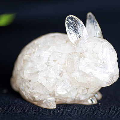 Olivenorma Crystal Bunny Figurine Gemstone Decoration - Clear Crystal - image 2