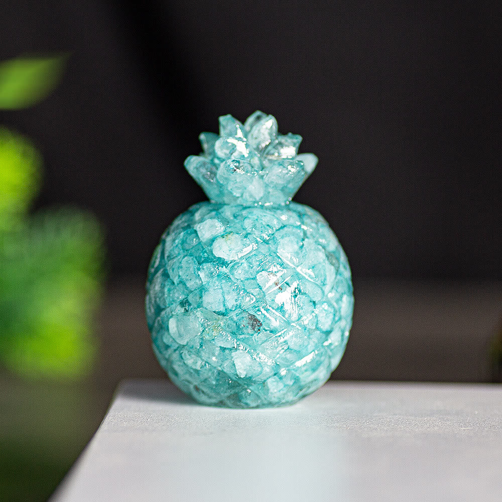 Olivenorma Crystal Golden Pineapple Gemstone Decoration - Aquamarine - Style 1 - image 41