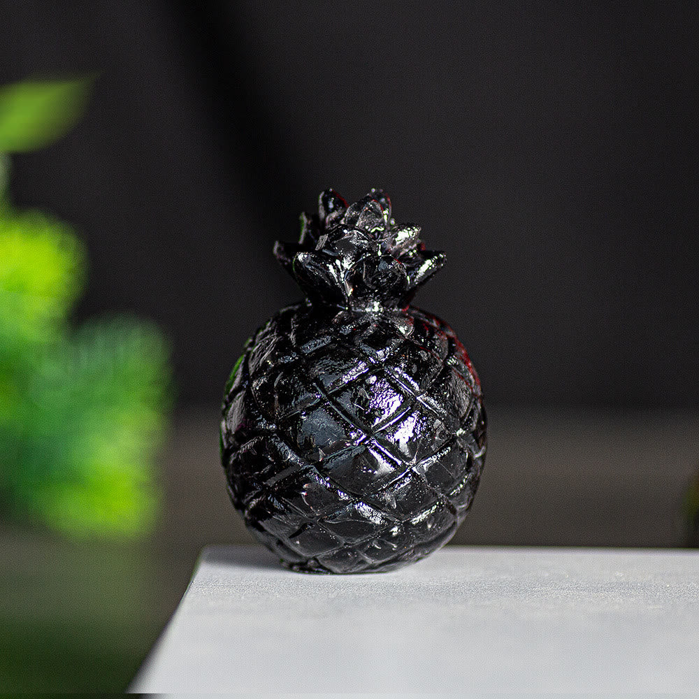 Olivenorma Crystal Golden Pineapple Gemstone Decoration - Obsidian - Style 1 - image 7