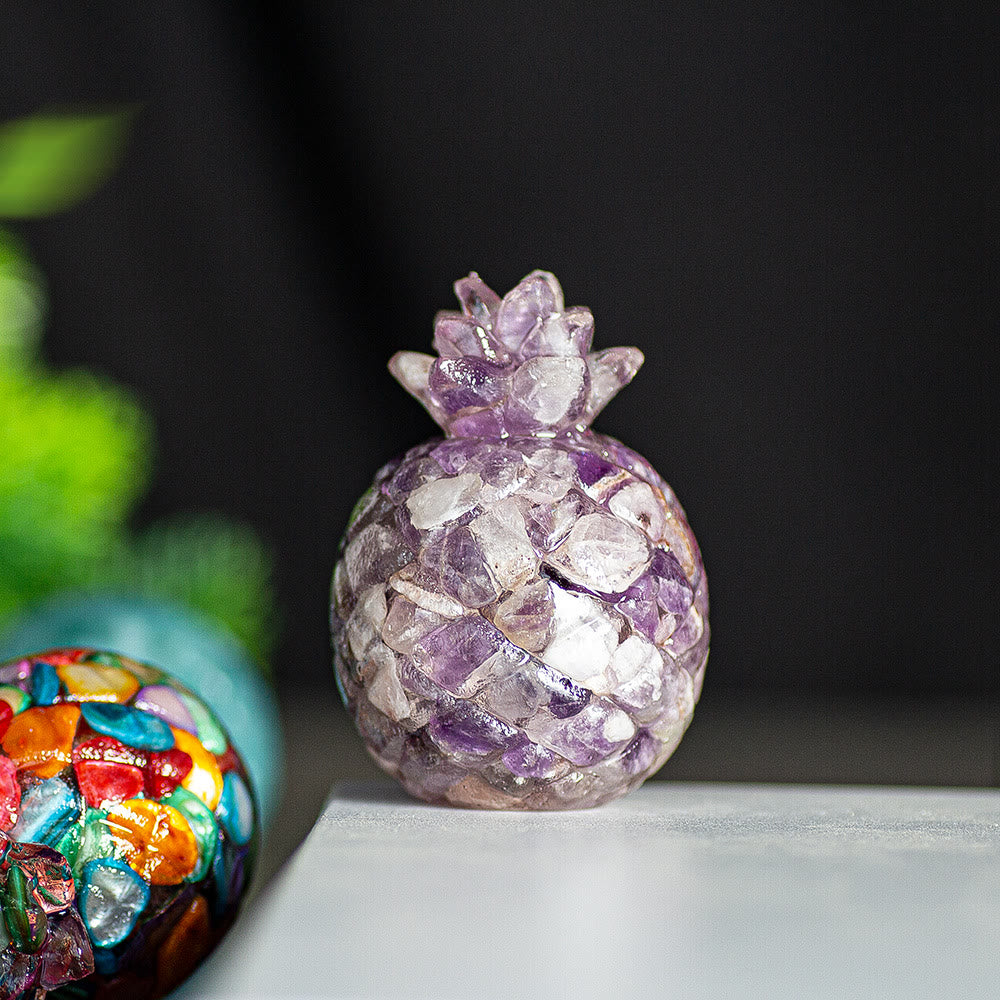 Olivenorma Crystal Golden Pineapple Gemstone Decoration - Lepidolite - Style 1 - image 12
