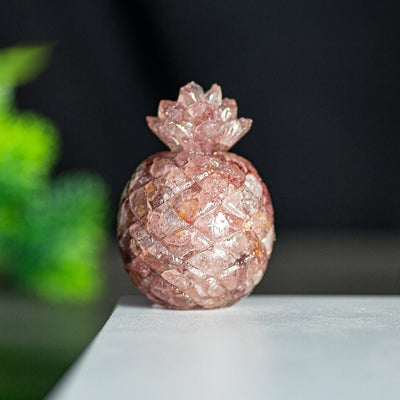 Olivenorma Crystal Golden Pineapple Gemstone Decoration - Strawberry Quartz - Style 1 - image 33