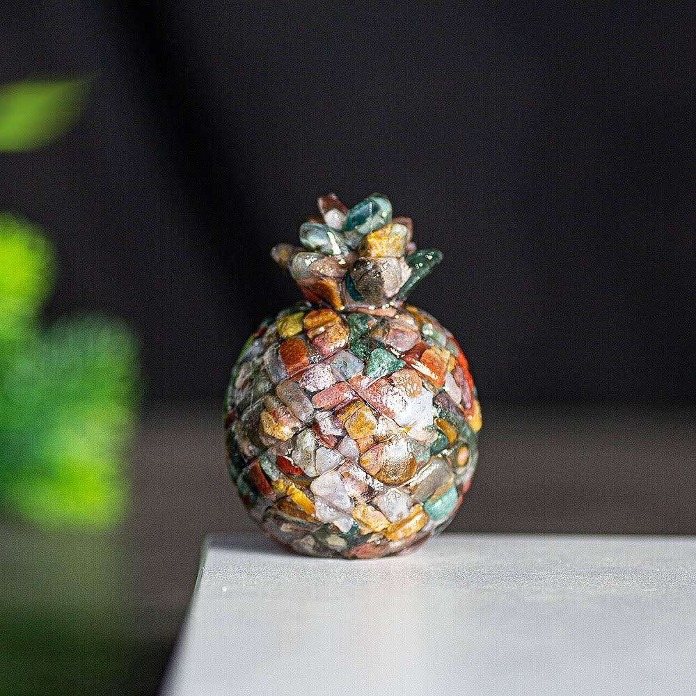 Olivenorma Crystal Golden Pineapple Gemstone Decoration - Ocean Agate - Style 1 - image 43