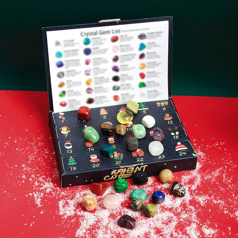 Olivenorma Children Crystal Natural Stone Advent Calendar Mystery Box - 24 Pieces Polished Stone - image 3