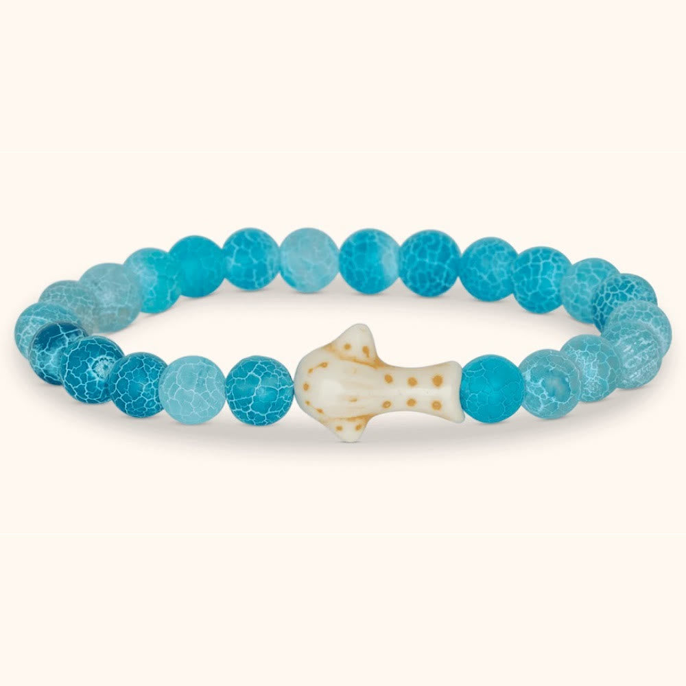 Olivenorma Whale Shark Preservation Bracelet with Card - Blue Crackle Agate - With Card - image 6