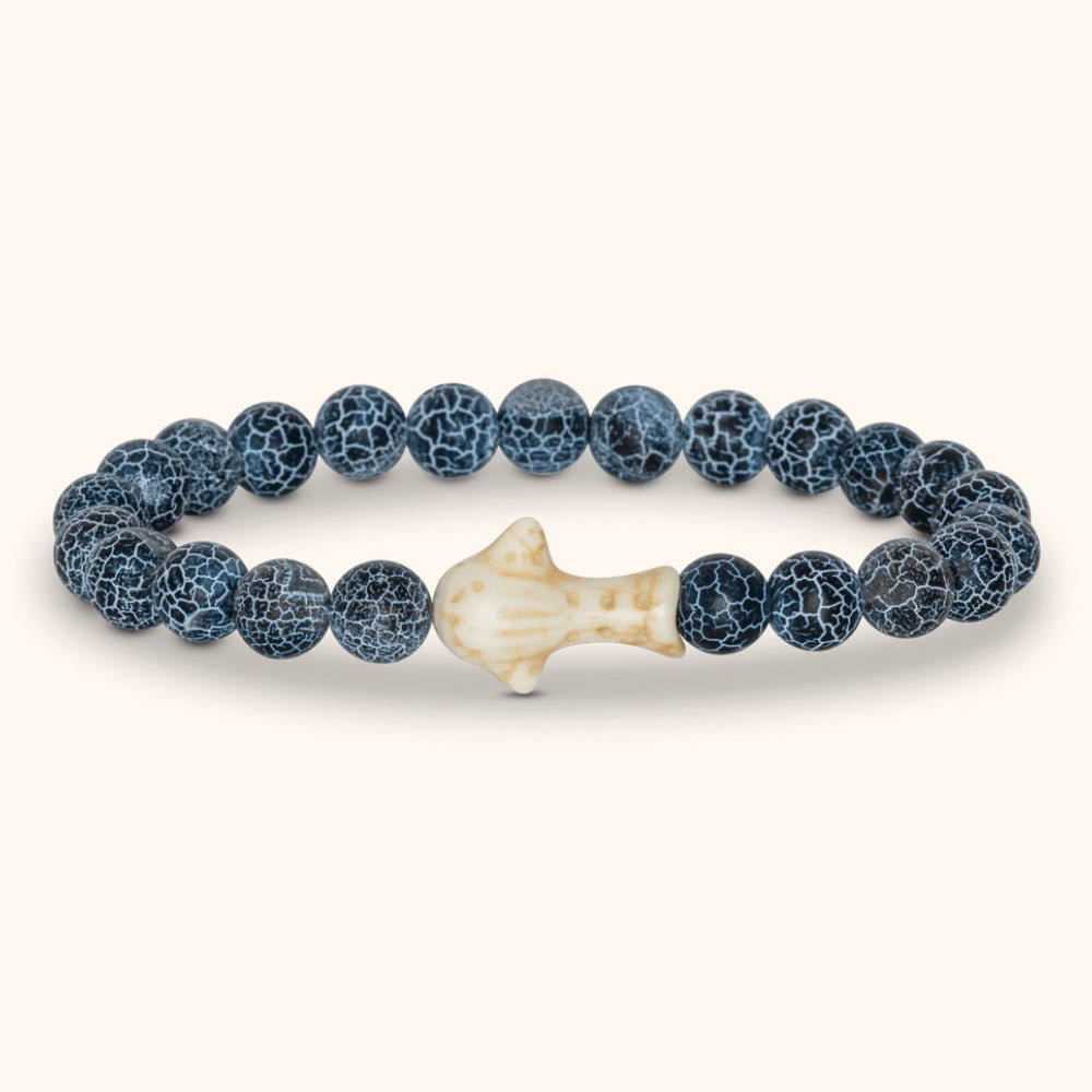 Olivenorma Whale Shark Preservation Bracelet with Card - Black&Blue Crackle Agate - With Card - image 7