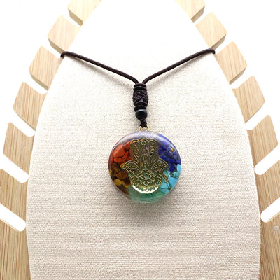 Olivenorma Chakras Natural Crystal Stone Evil Eye Symbol Necklace - Style2 - image 1