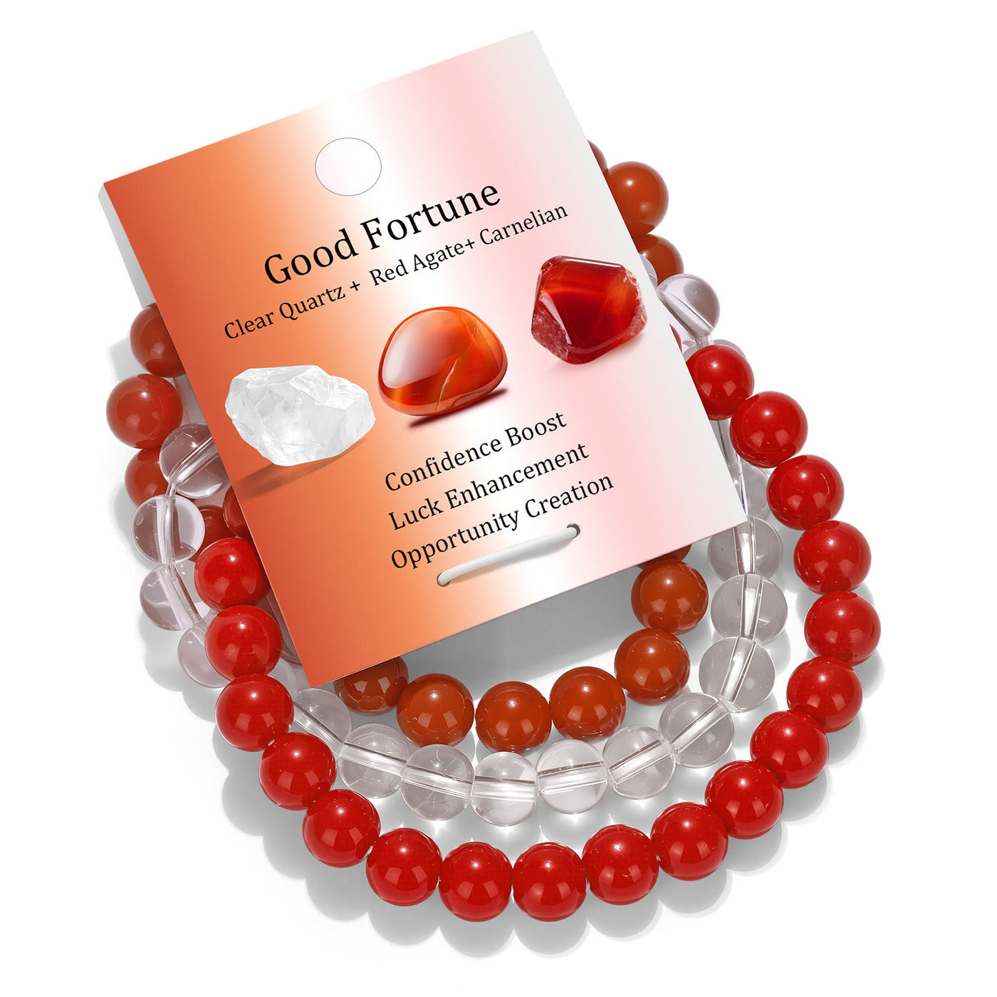 Olivenorma Natural Stone Beaded Healing Bracelet Set - Clear Quartz&Red Agate&Carnelian - image 11