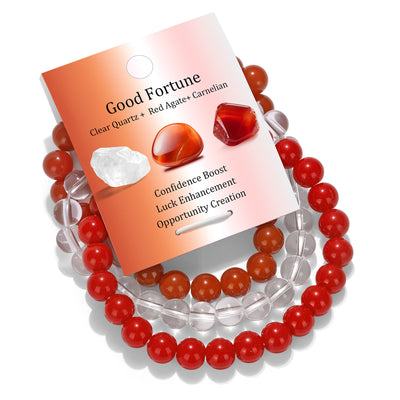 Olivenorma Natural Stone Beaded Healing Bracelet Set - Clear Quartz&Red Agate&Carnelian - image 11