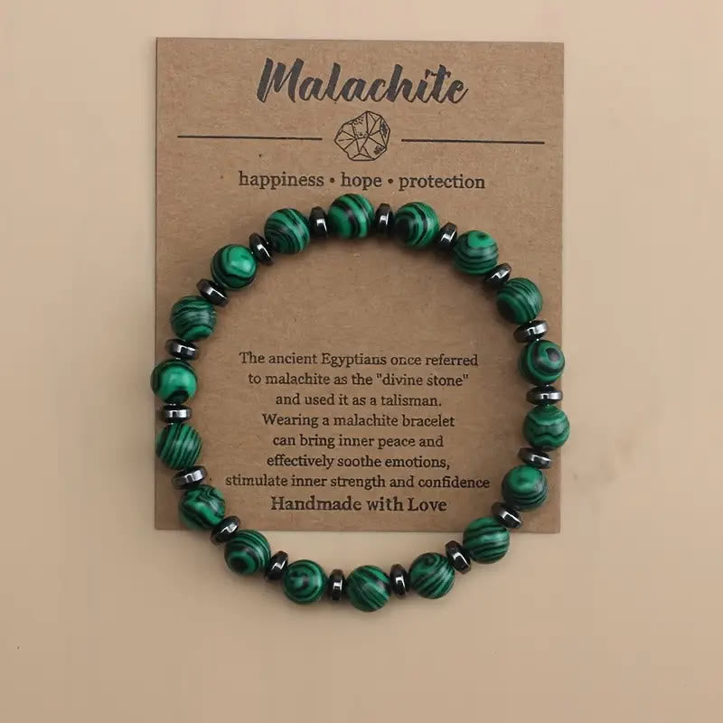 Olivenorma Malachite&Black Obsidian Spacer Stone Bracelet - Malachite&Black Obsidian - image 0