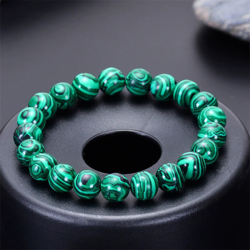 Olivenorma Malachite&Black Obsidian Spacer Stone Bracelet - Malachite - image 1