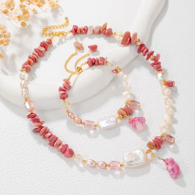 Olivenorma Rhodonite Pearl Crystal Jewelry Set - image 0