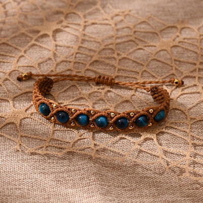 Olivenorma Multicolor Tiger Eye Wrapped Design Bracelet - Peacock Blue Tiger Eye - image 2