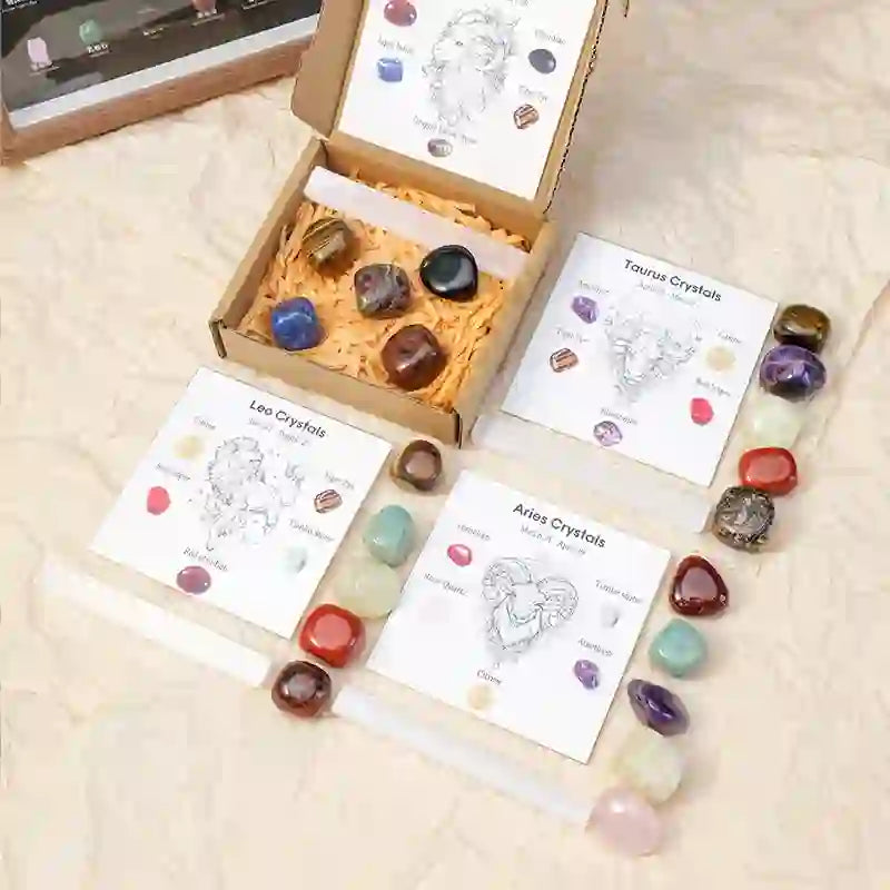 Olivenorma Zodiac Crystal Raw Stone Healing Set - 12 Zodiac Signs Set - image 0