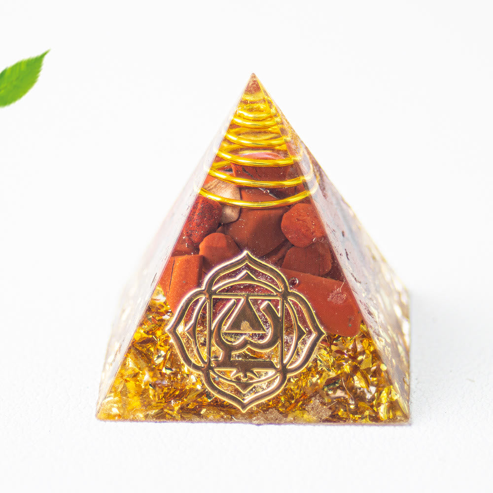 Olivenorma 7 Chakra Healing Orgone Pyramid - Red Jasper - image 11