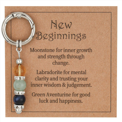 Olivenorma Natural Stone Crystal Beaded Healing Keychain - White Rhinestone Circle#02 - image 1