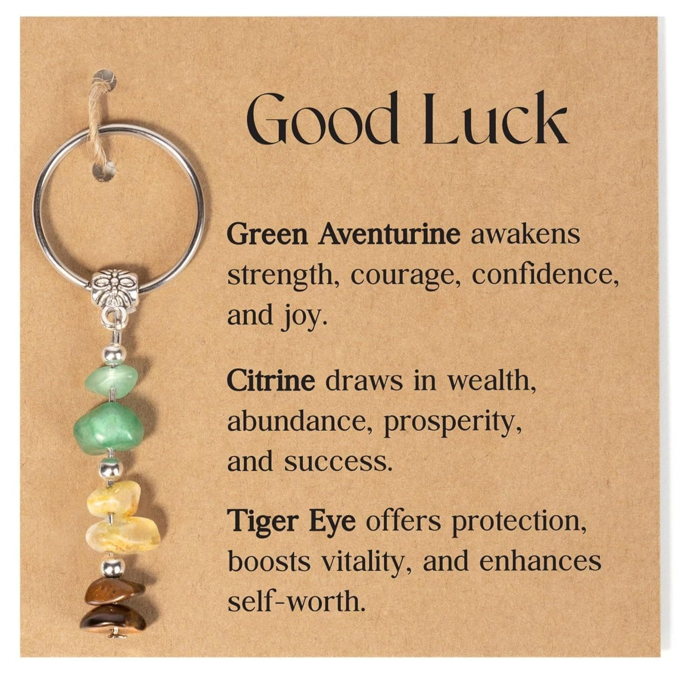 Olivenorma Natural Stone Crystal Beaded Healing Keychain - Chip Stone Style#09 - image 10