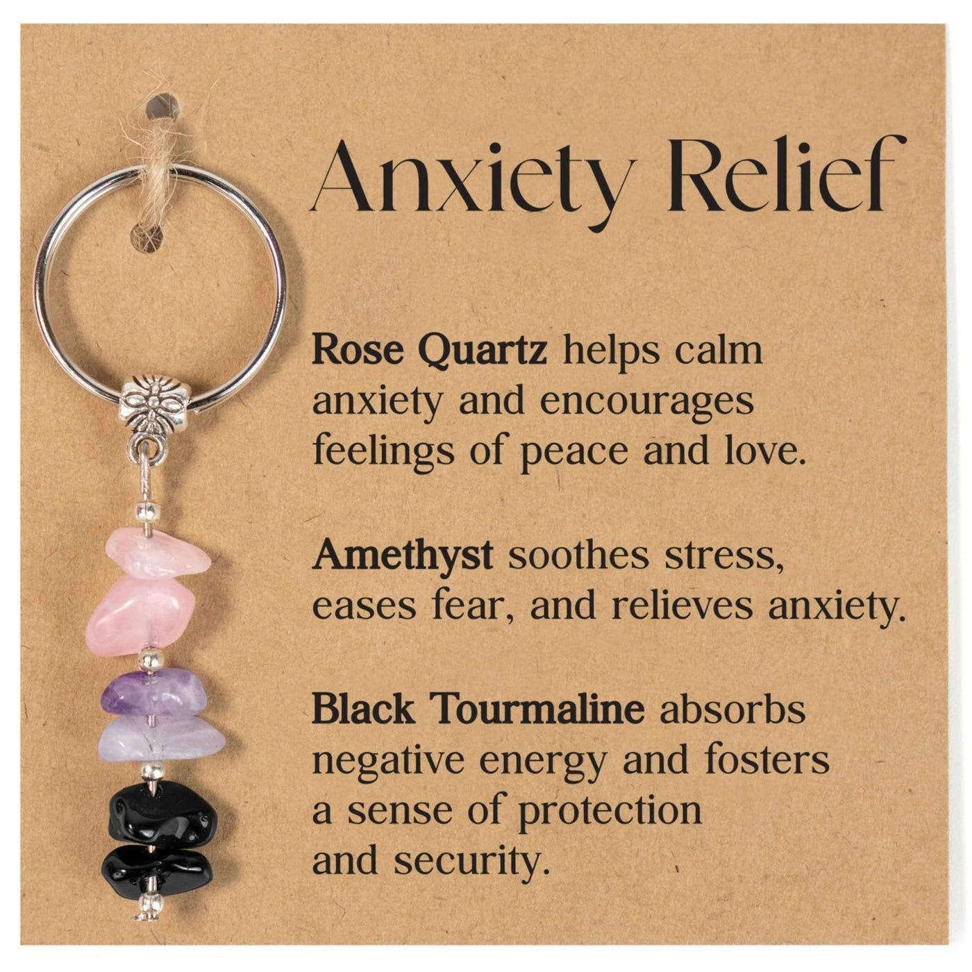 Olivenorma Natural Stone Crystal Beaded Healing Keychain - Chip Stone Style#02 - image 3