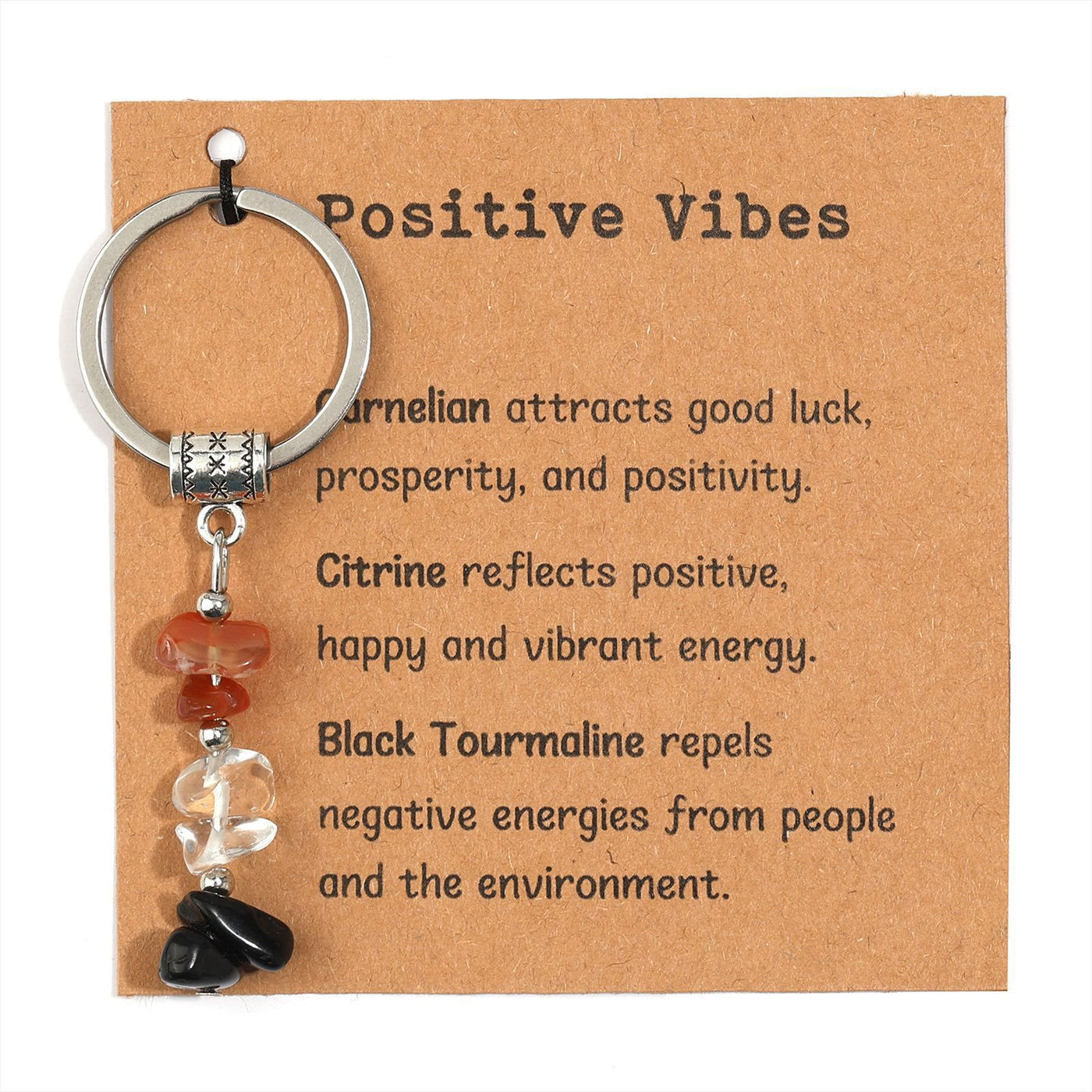 Olivenorma Natural Stone Crystal Beaded Healing Keychain - Chip Stone Style#08 - image 9