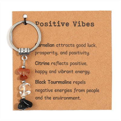 Olivenorma Natural Stone Crystal Beaded Healing Keychain - Chip Stone Style#08 - image 9