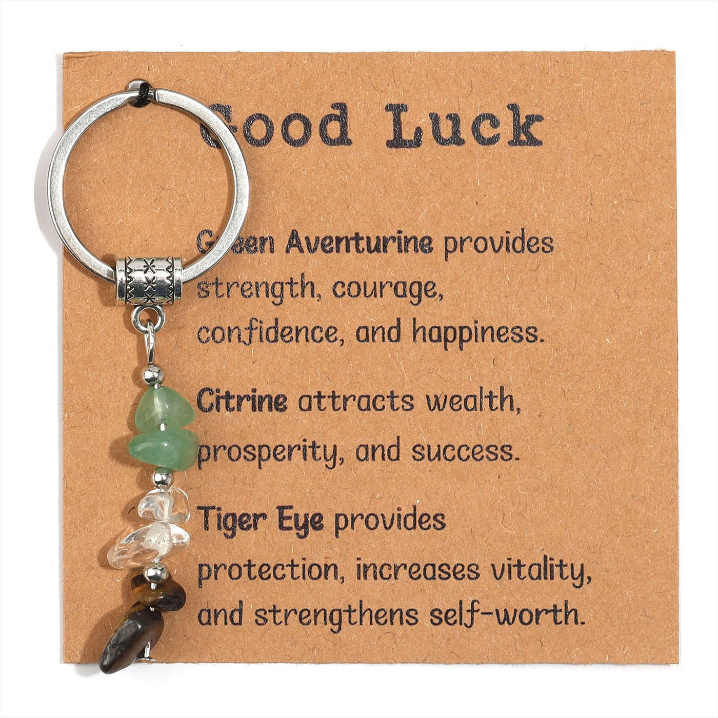 Olivenorma Natural Stone Crystal Beaded Healing Keychain - Chip Stone Style#06 - image 7