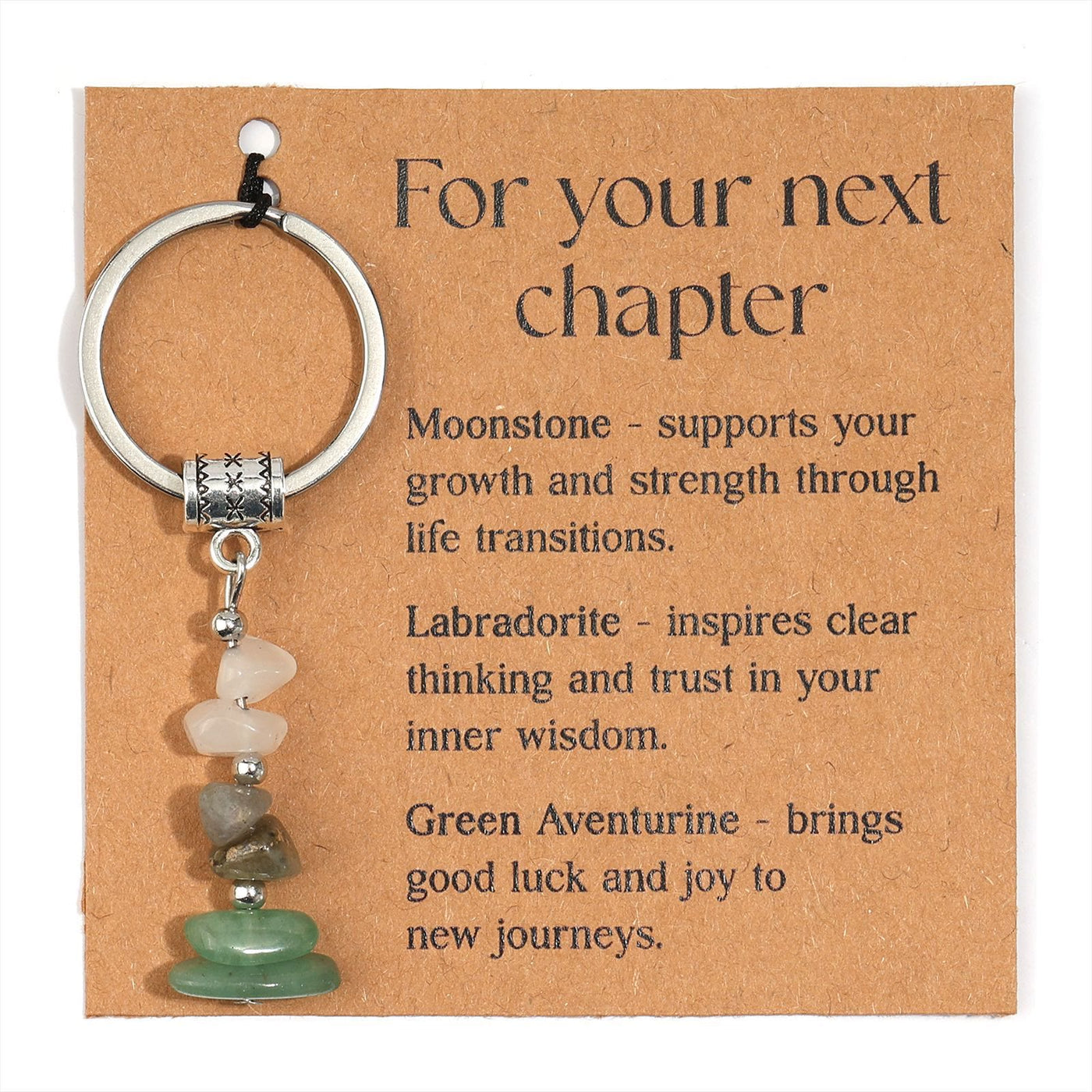 Olivenorma Natural Stone Crystal Beaded Healing Keychain - Chip Stone Style#07 - image 8