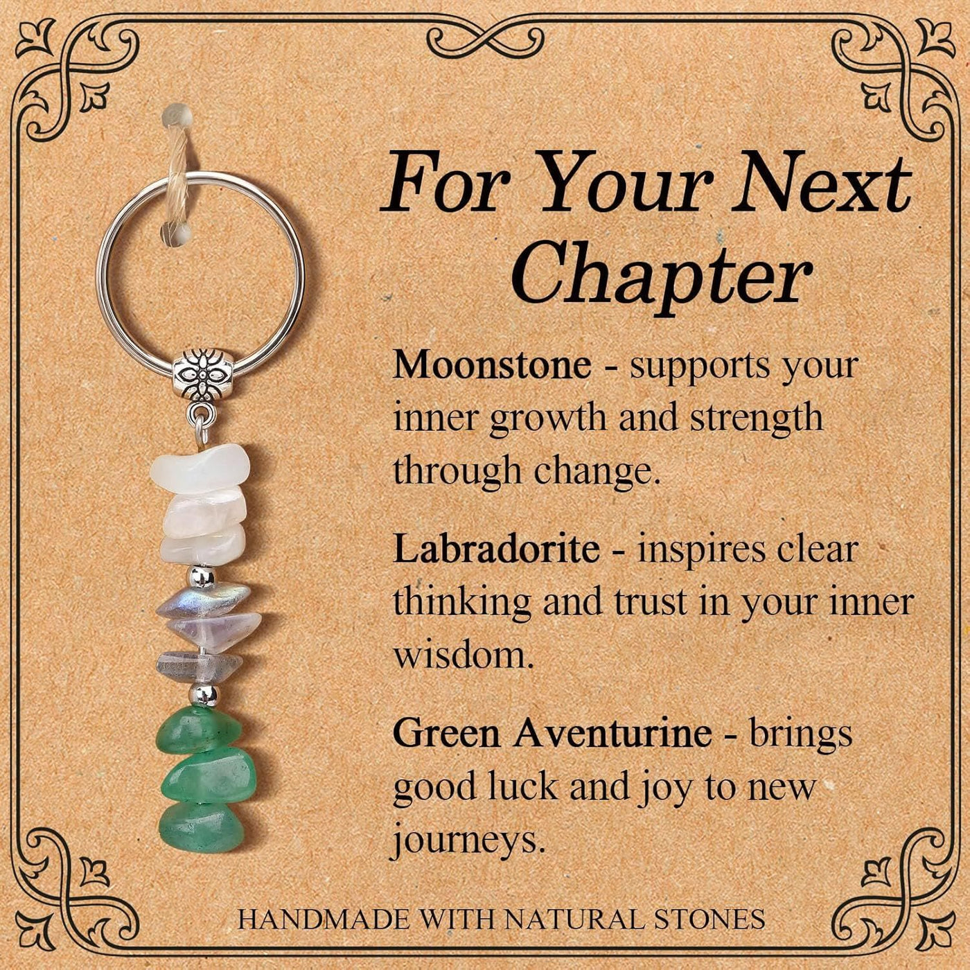 Olivenorma Natural Stone Crystal Beaded Healing Keychain - Chip Stone Style#03 - image 4