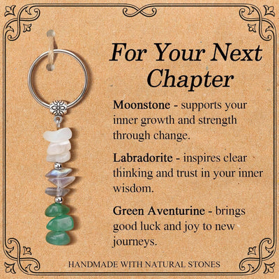 Olivenorma Natural Stone Crystal Beaded Healing Keychain - Chip Stone Style#03 - image 4