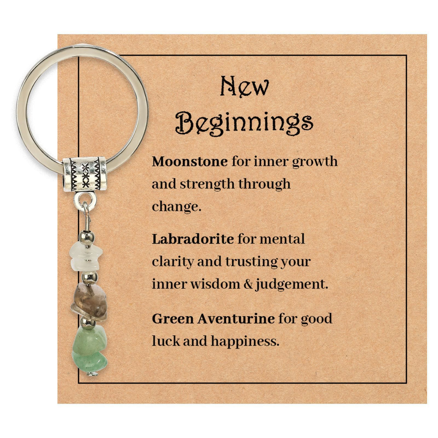 Olivenorma Natural Stone Crystal Beaded Healing Keychain - Chip Stone Style#17 - image 18