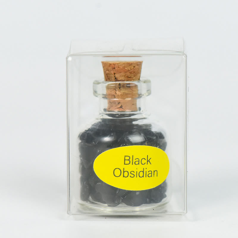 Olivenorma Natural Stone Crystal Wish Bottle Gemstone Decoration - Obsidian - image 20