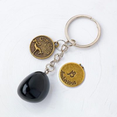 Olivenorma Zodiac Crystal Natural Stone Keychain - Obsidian-Capricorn - Bronze - image 10