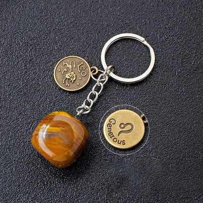Olivenorma Zodiac Crystal Natural Stone Keychain - Tiger Eye-Leo - Bronze - image 19