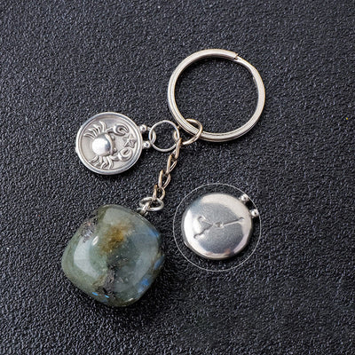 Olivenorma Zodiac Crystal Natural Stone Keychain - Labradorite-Cancer - Silver - image 26