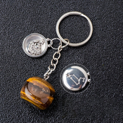 Olivenorma Zodiac Crystal Natural Stone Keychain - Tiger Eye-Leo - Silver - image 20
